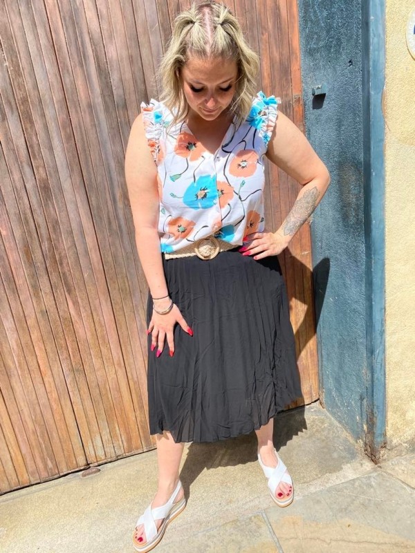 Jupe midi unie plissée Emma & Ella n5455| Boutique Marina