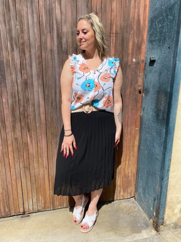 Jupe midi unie plissée Emma & Ella n5455| Boutique Marina