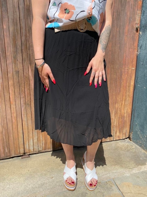 Jupe midi unie plissée Emma & Ella n5455| Boutique Marina