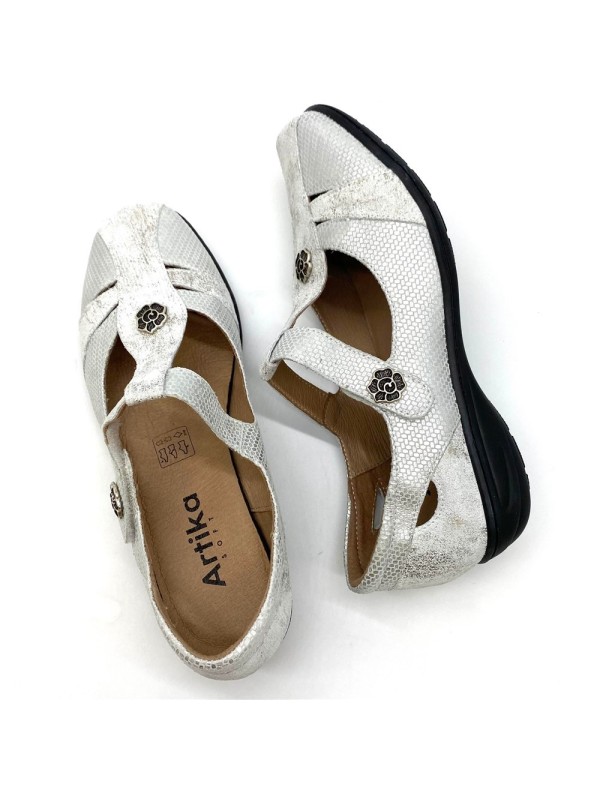 Chaussure semi-ouverte argenté Artika Femme |Boutique Marina