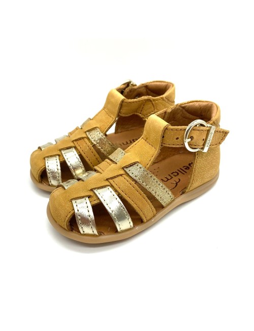 Nu Pied Bellamy Dax Cuir Camel Cuivré Fille | Marina & Paloma