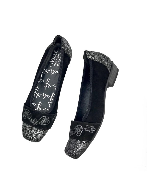 Ballerine noir en nubuck UTV Gacily