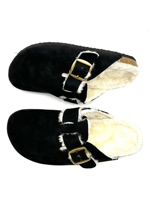 Sabot Fourré Noir Femme |Boutique Marina