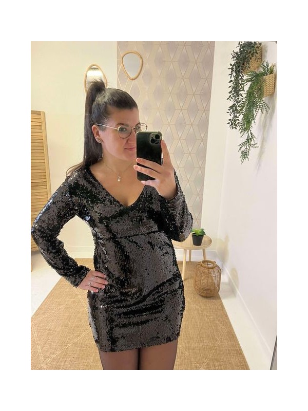 Tunique Maëlle à sequins noir | Boutique Marina
