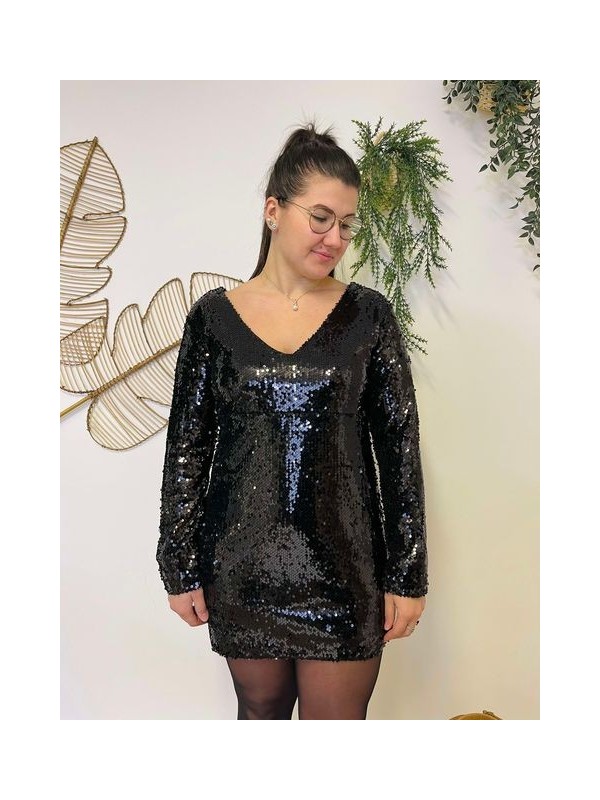 Tunique Maëlle à sequins noir | Boutique Marina