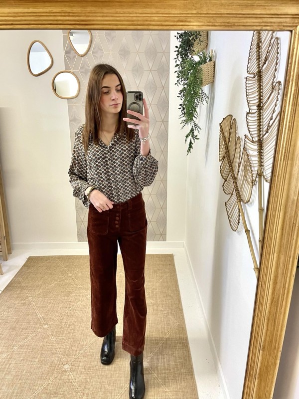 Pantalon velours marron chocolat Oraije | Marina & Paloma