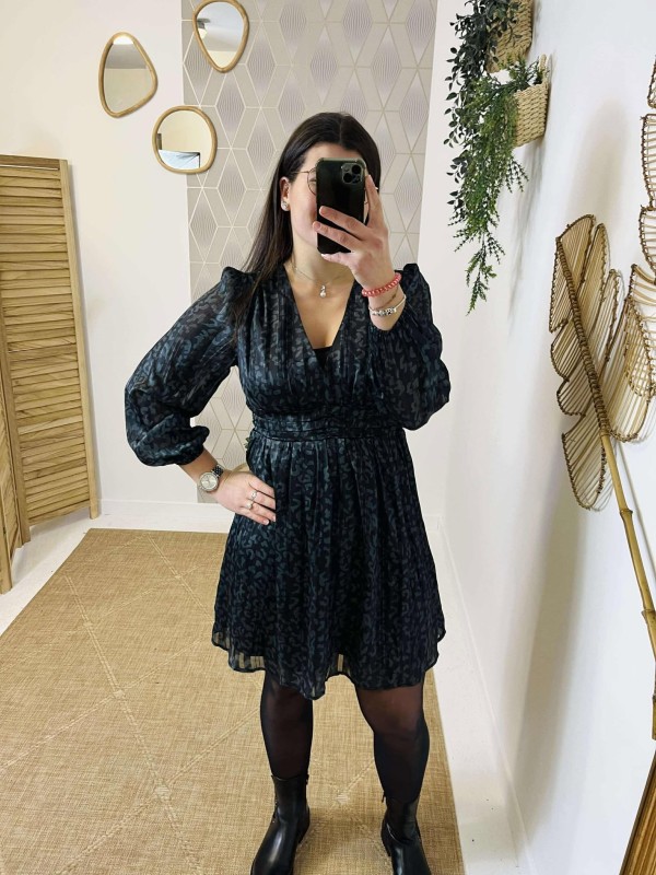 Robe Maelle Noir Léopard | Boutique Marina