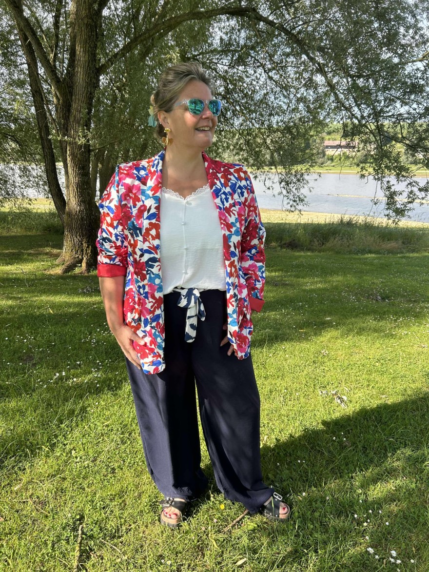 Pantalon Fluide Grande Taille Mily Taille Élastique Fleurie | Marina & Paloma