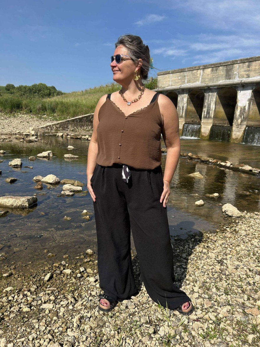 Pantalon Fluide Grande Taille Mily Taille Élastique Fleurie | Marina & Paloma