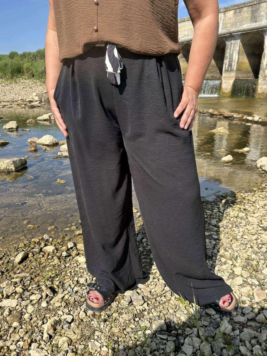 Pantalon Fluide Grande Taille Mily Taille Élastique Fleurie | Marina & Paloma
