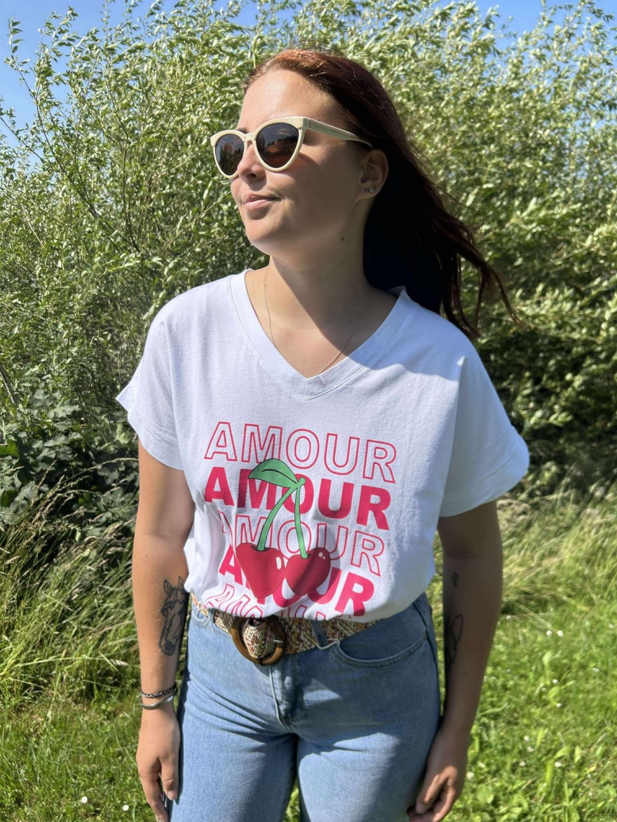 Tee-shirt "Amour" Vivichy avec Cerise | Marina & Paloma