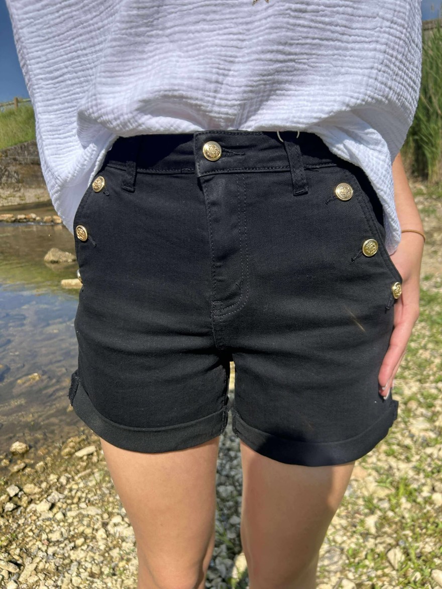Short Noir Boutons Dorés Nina Carter | Marina & Paloma