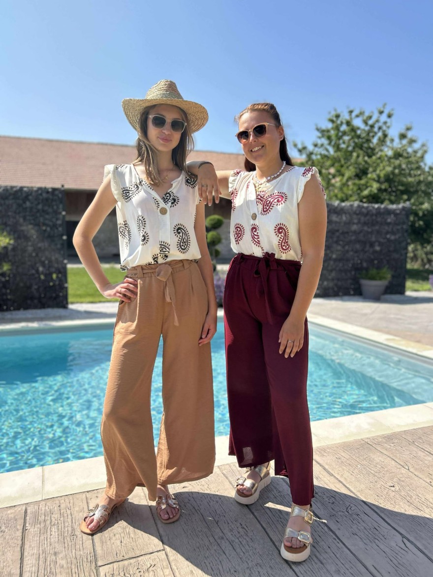 Pantalon Fluide Camel Ceinture Hera | Marina & Paloma