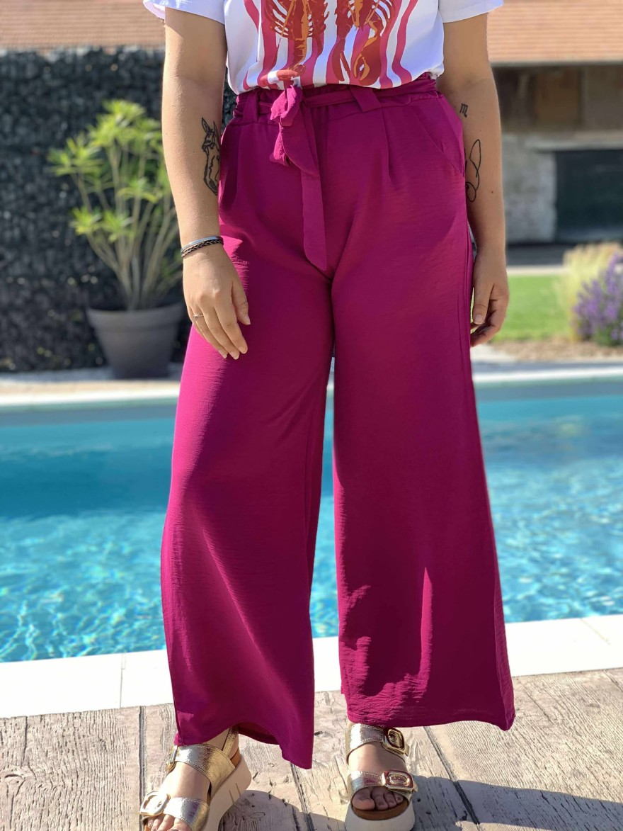 Pantalon taille unique fluide rose foncé Hera | Marina & Paloma