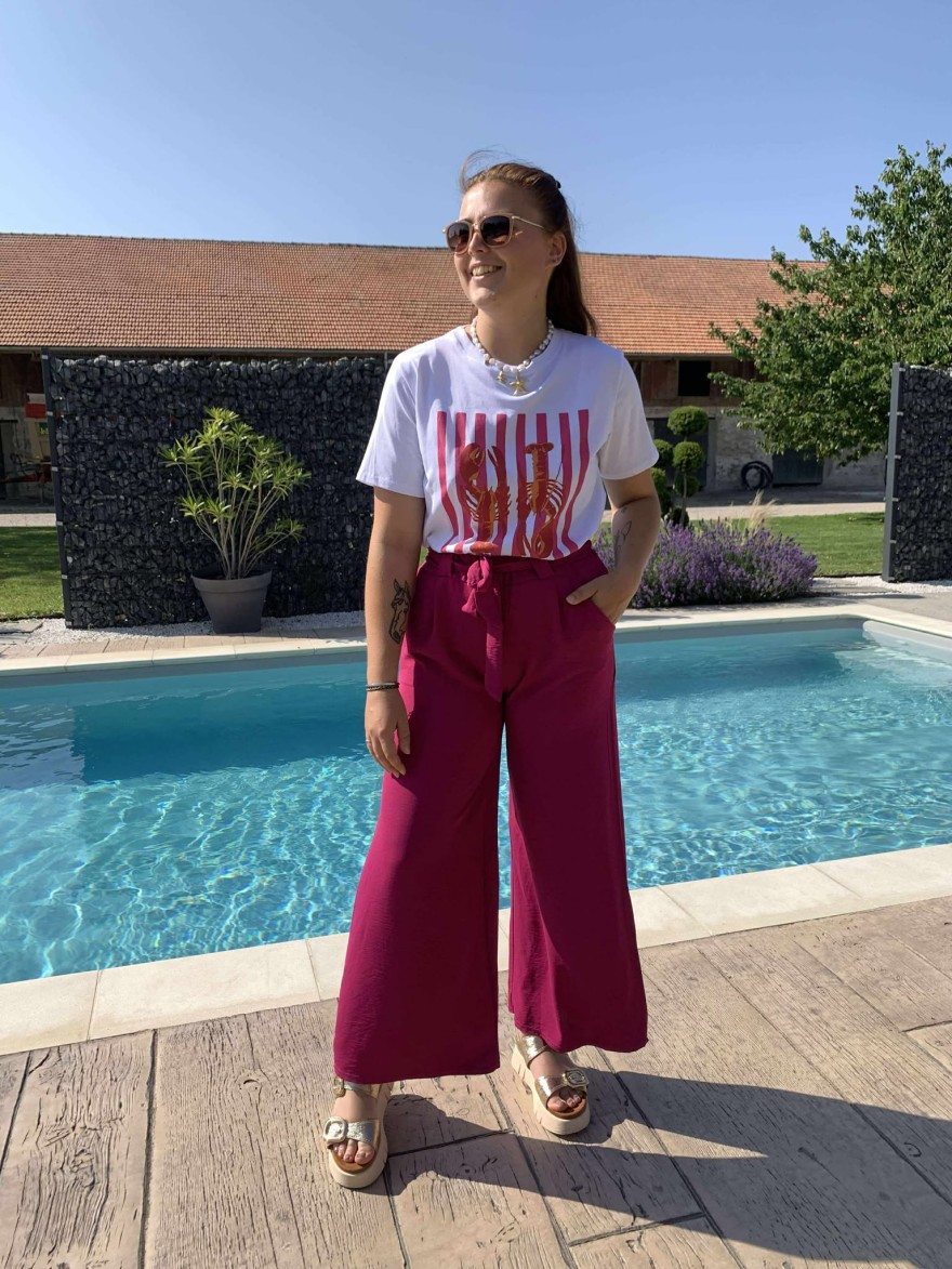 Pantalon taille unique fluide rose foncé Hera | Marina & Paloma