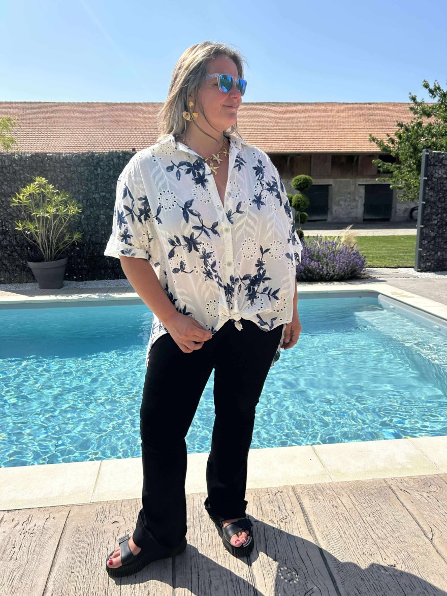 Chemise Blanche Broderie Oversize Miss Azur | Marina & Paloma