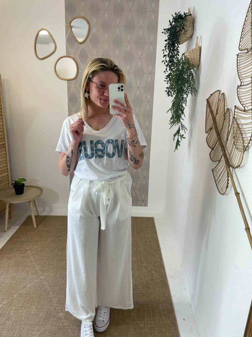 Pantalon fluide blanc made in France taille unique | Marina & Paloma