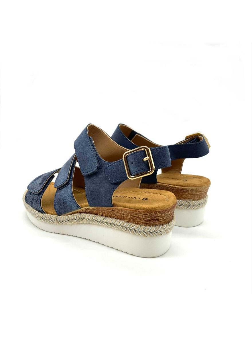 Nu-pied bleu marine python avec talon compensé 5 cm | Marina & Paloma