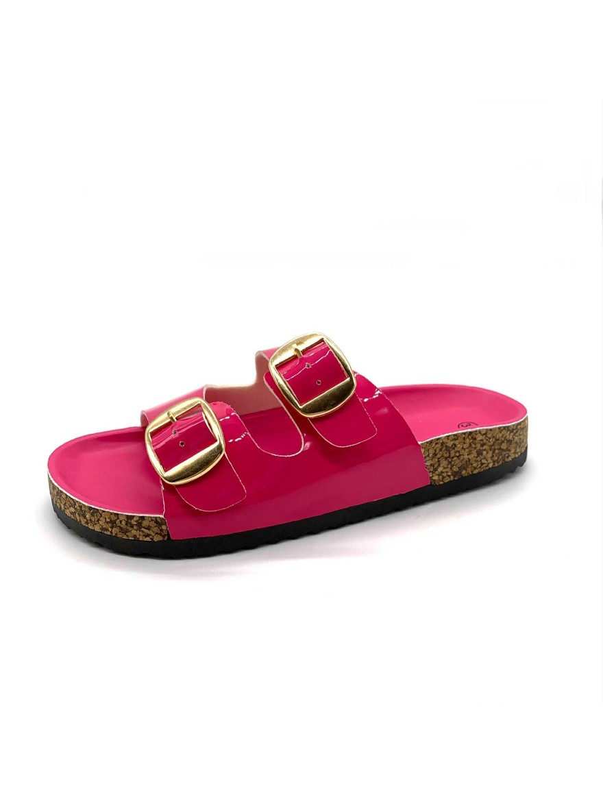 Mule rose fuchsia vernis double bride boucle C'M Paris | Marina & Paloma