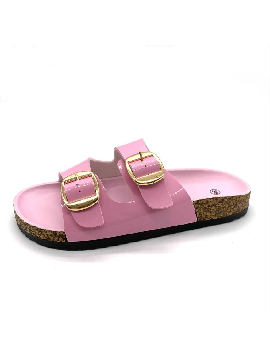 Mule rose pâle vernis double bride boucle C'M Paris | Marina & Paloma