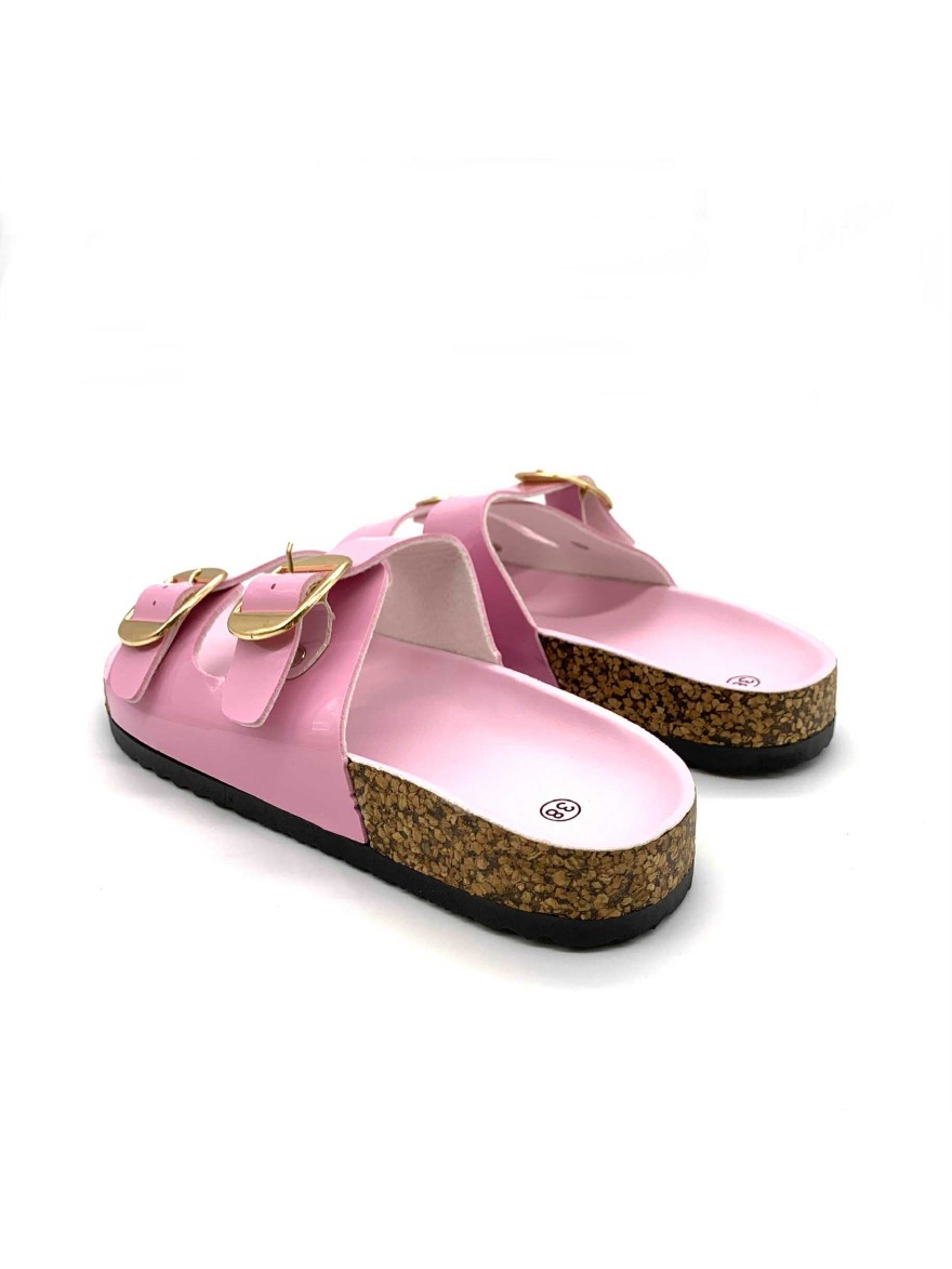 Mule rose pâle vernis double bride boucle C'M Paris | Marina & Paloma