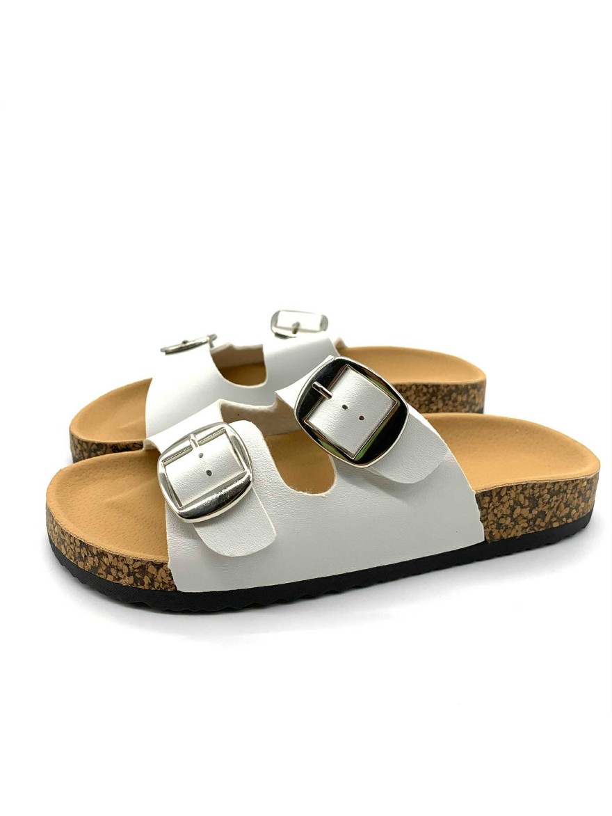 Mule blanche double bride boucle C'M Paris | Marina & Paloma