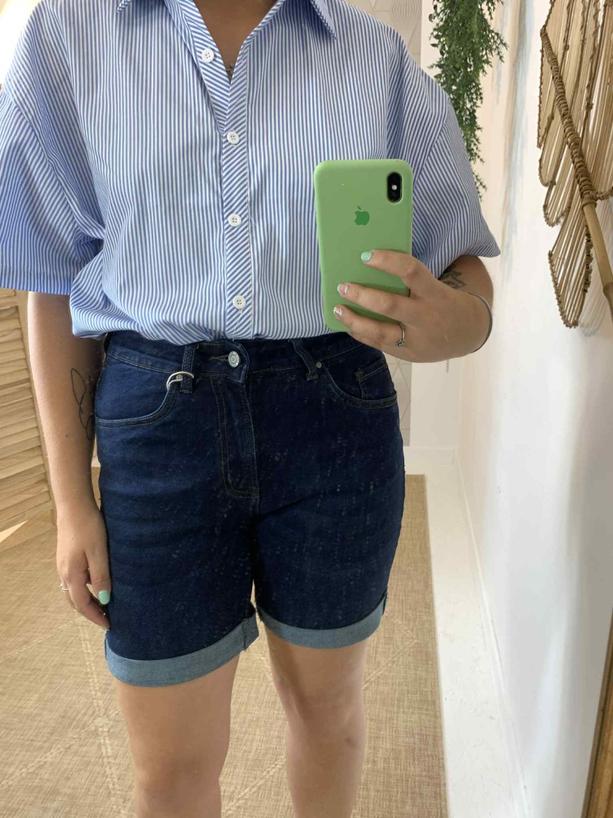 Short en jean Grande Taille bleu brut foncé Nina Carter | Marina & Paloma