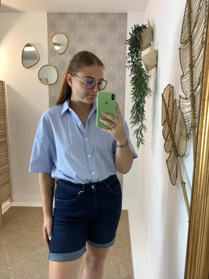 Short en jean Grande Taille bleu brut foncé Nina Carter | Marina & Paloma