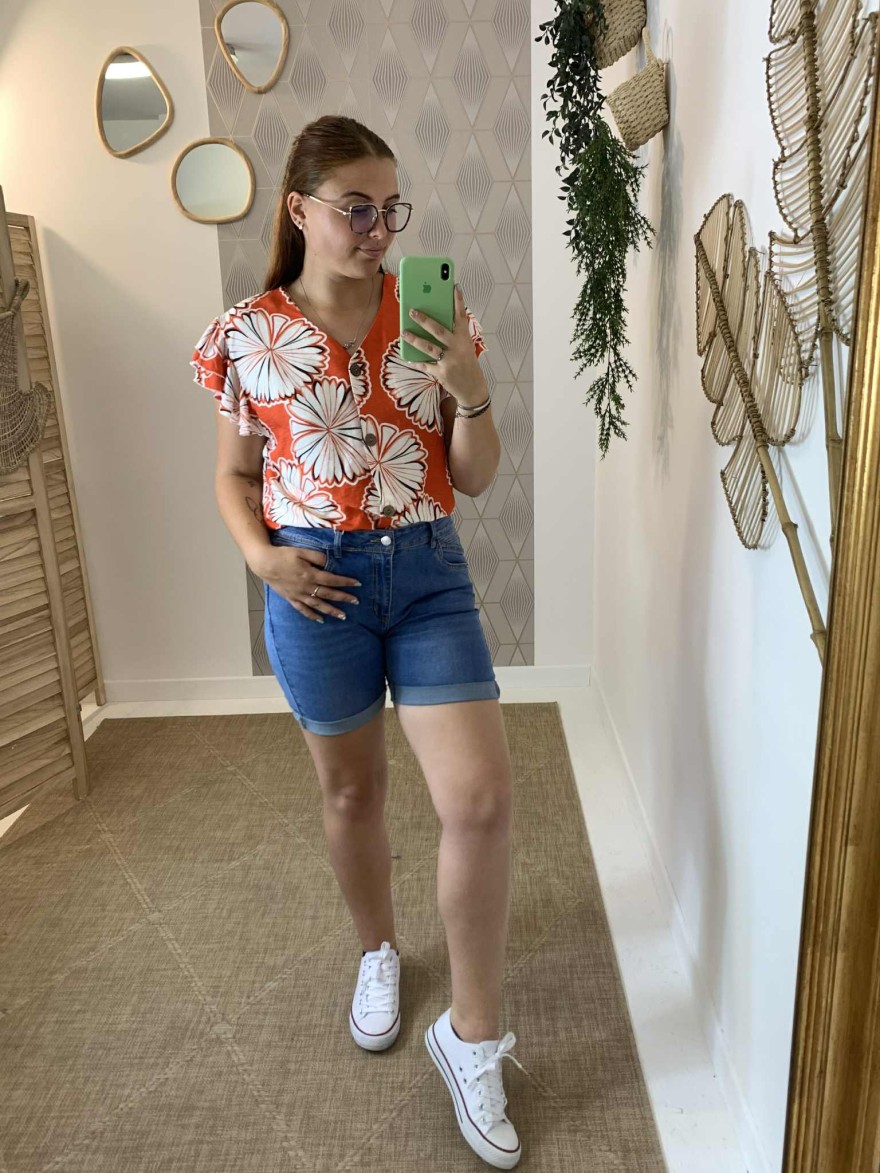 Short en jean clair slim taille haute Norfy Denim | Marina & Paloma