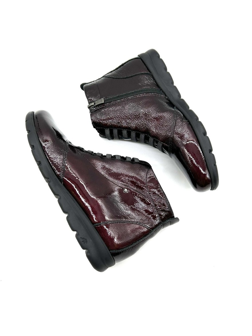 Bottine confort Fluchos Susan F0356 vernis bordeaux | Marina & Paloma