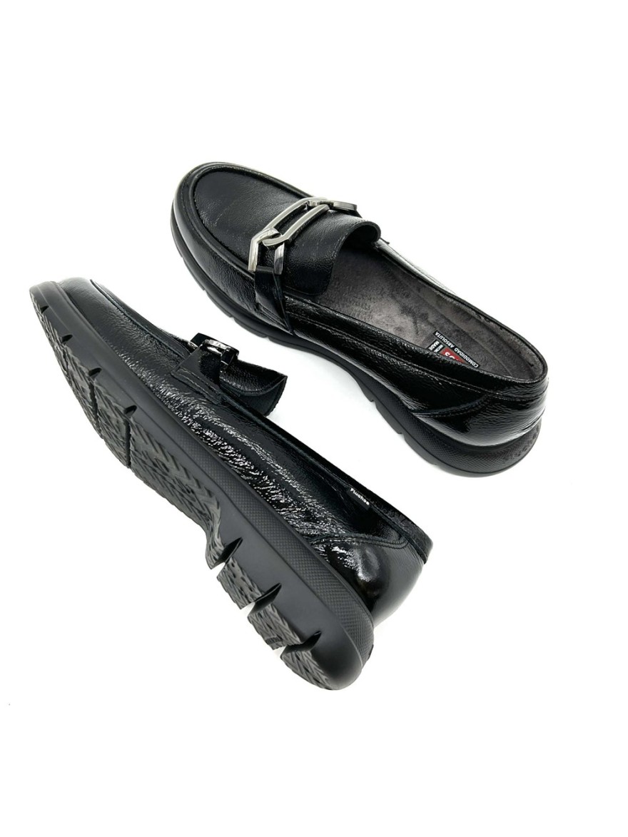 Mocassin Confort Fluchos Gladis F1794 | Marina & Paloma – Vernis noir