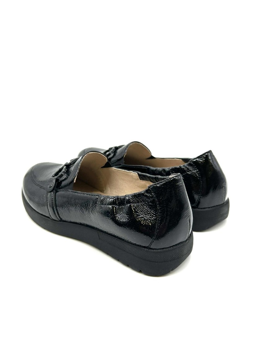 Mocassin Confort Caprice 24708 cuir vernis noir | Marina & Paloma
