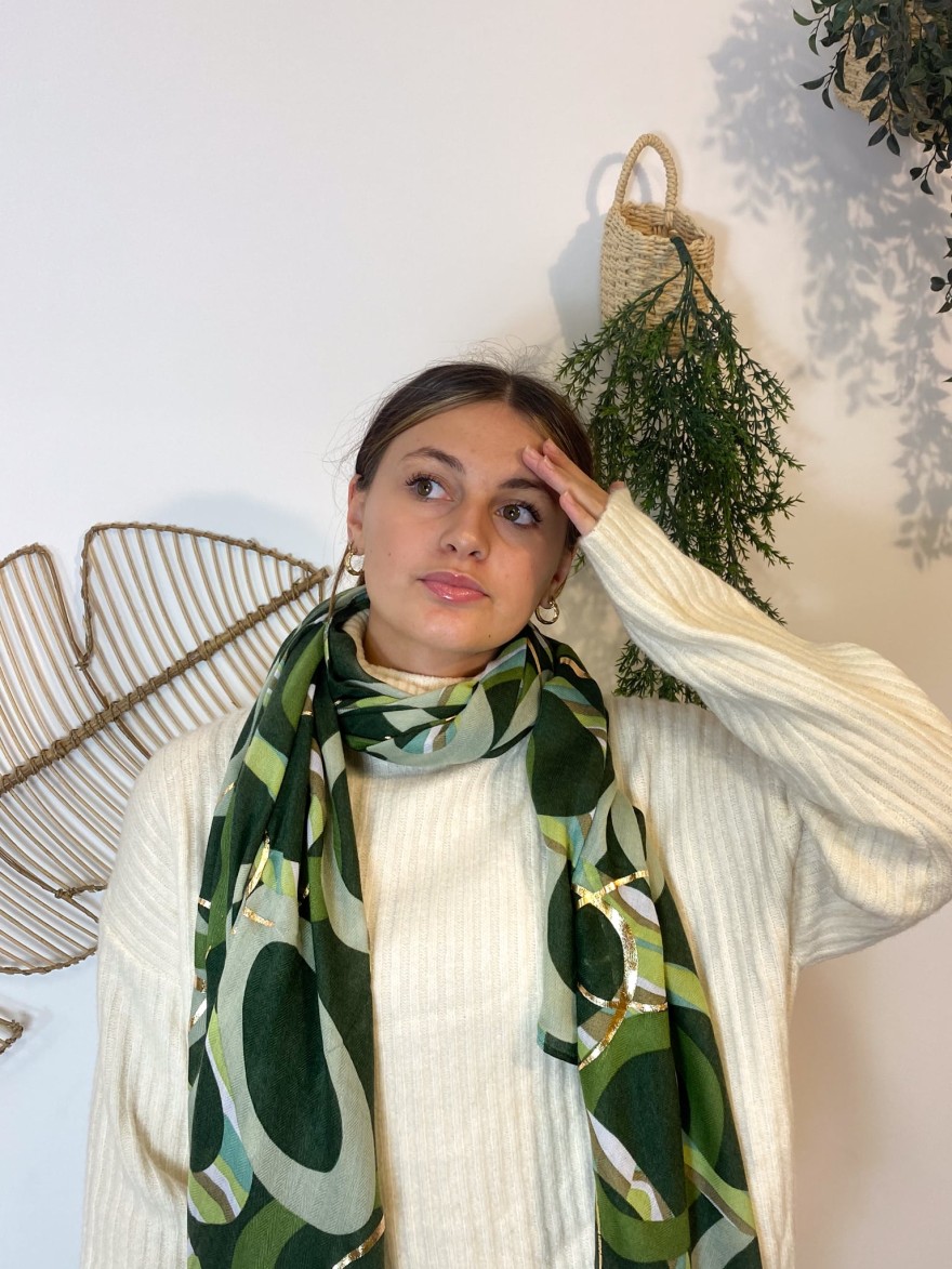 Foulard vert détails dorés MARINA | Marina & Paloma