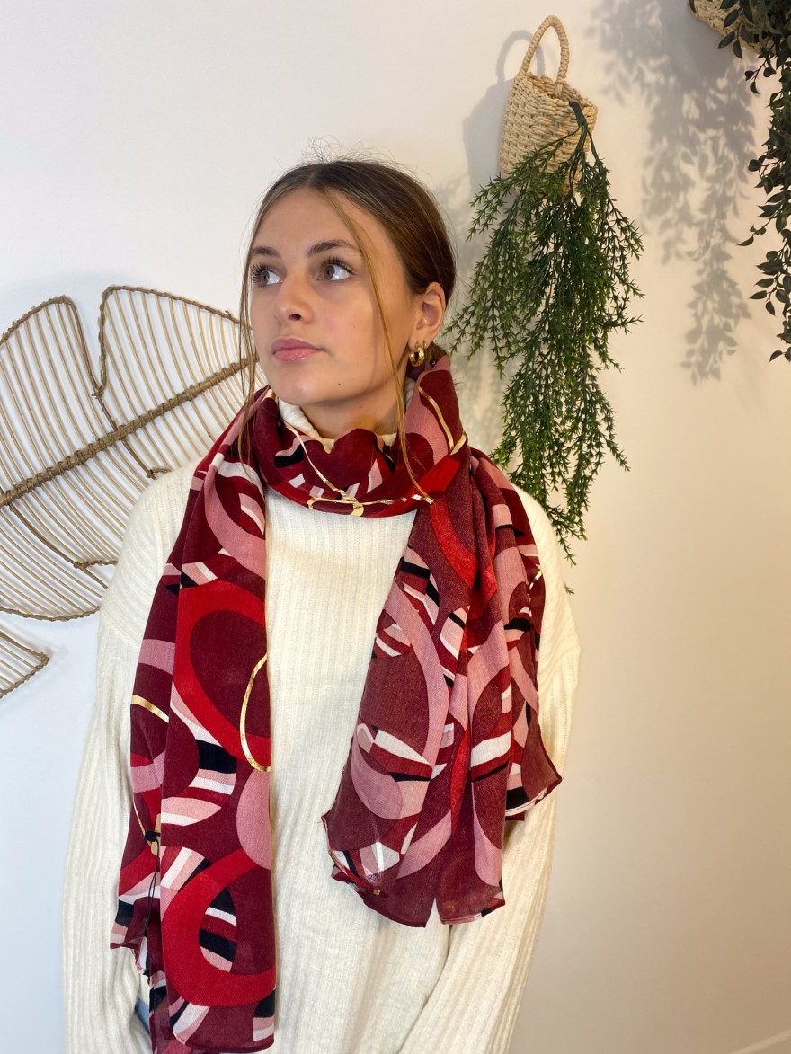 Foulard rouge détails dorés MARINA | Marina & Paloma