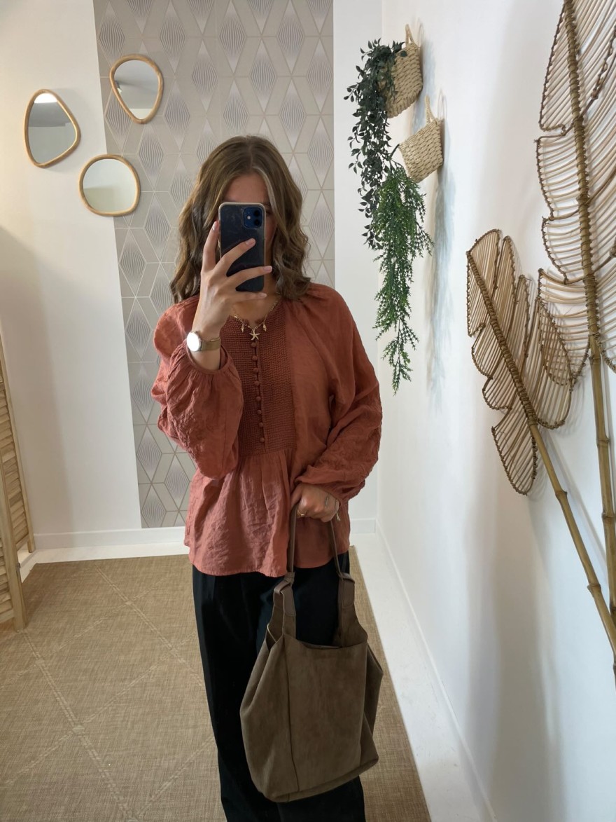 Sac fourre-tout marron taupe avec anse cuir | Marina & Paloma