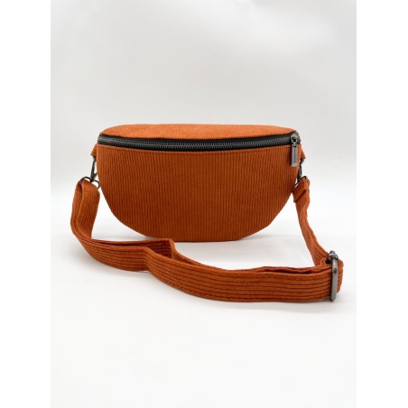 Sac banane rouge terracotta velours côtelé Mandoline | Marina & Paloma