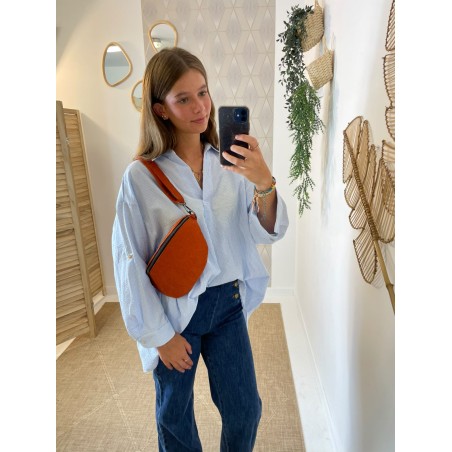 Sac banane rouge terracotta velours côtelé Mandoline | Marina & Paloma