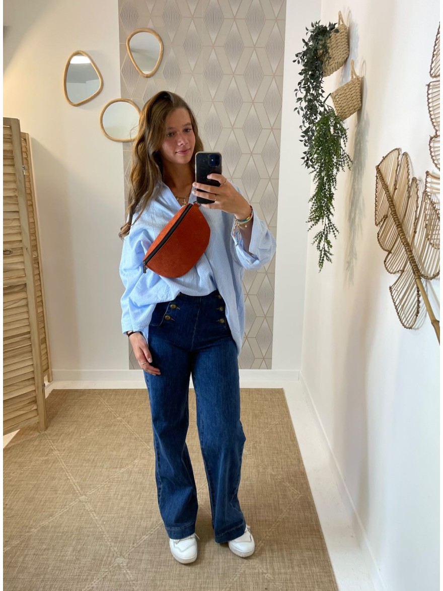 Sac banane rouge terracotta velours côtelé Mandoline | Marina & Paloma