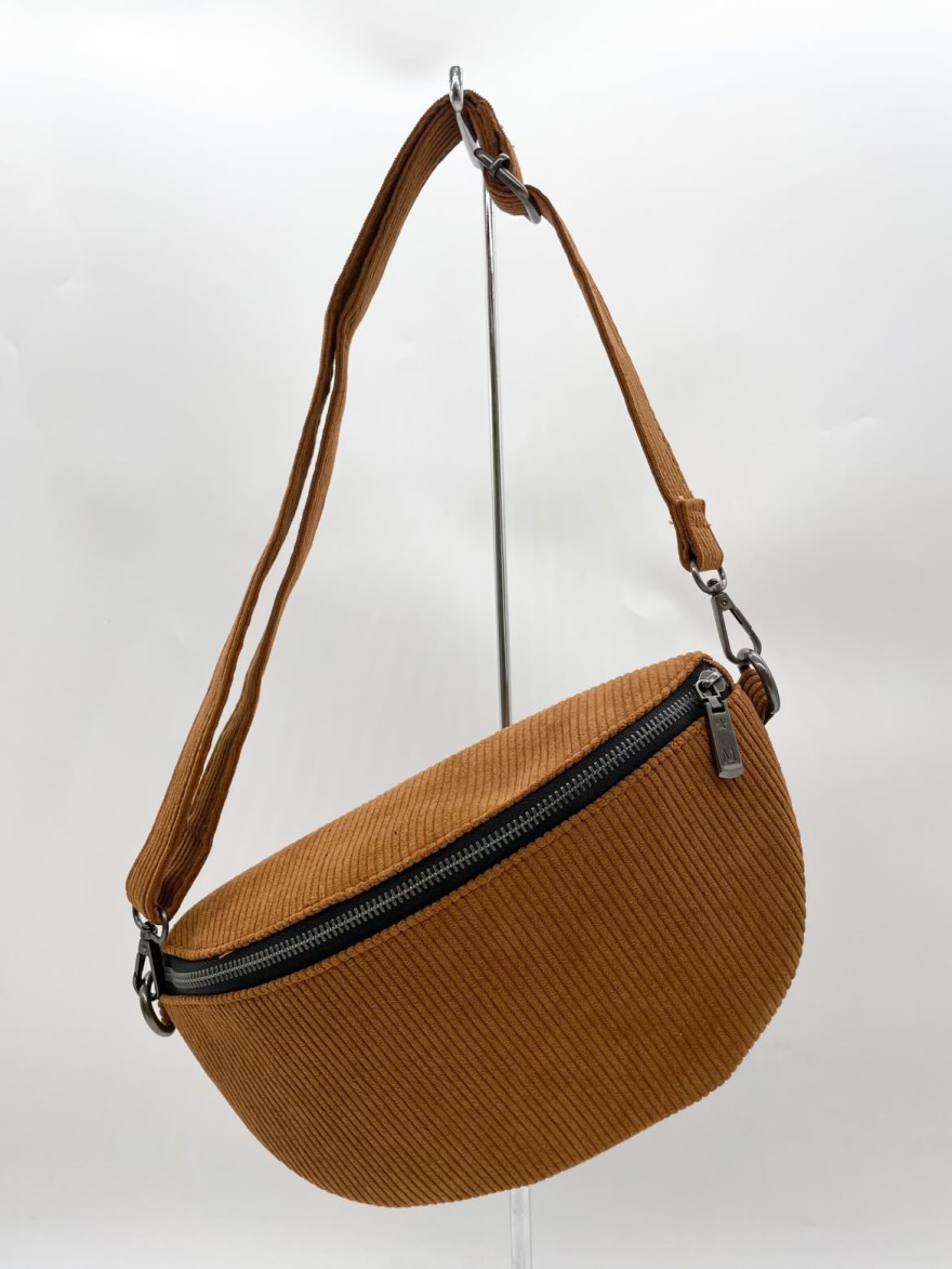 Sac banane camel foncé velours côtelé Mandoline | Marina & Paloma