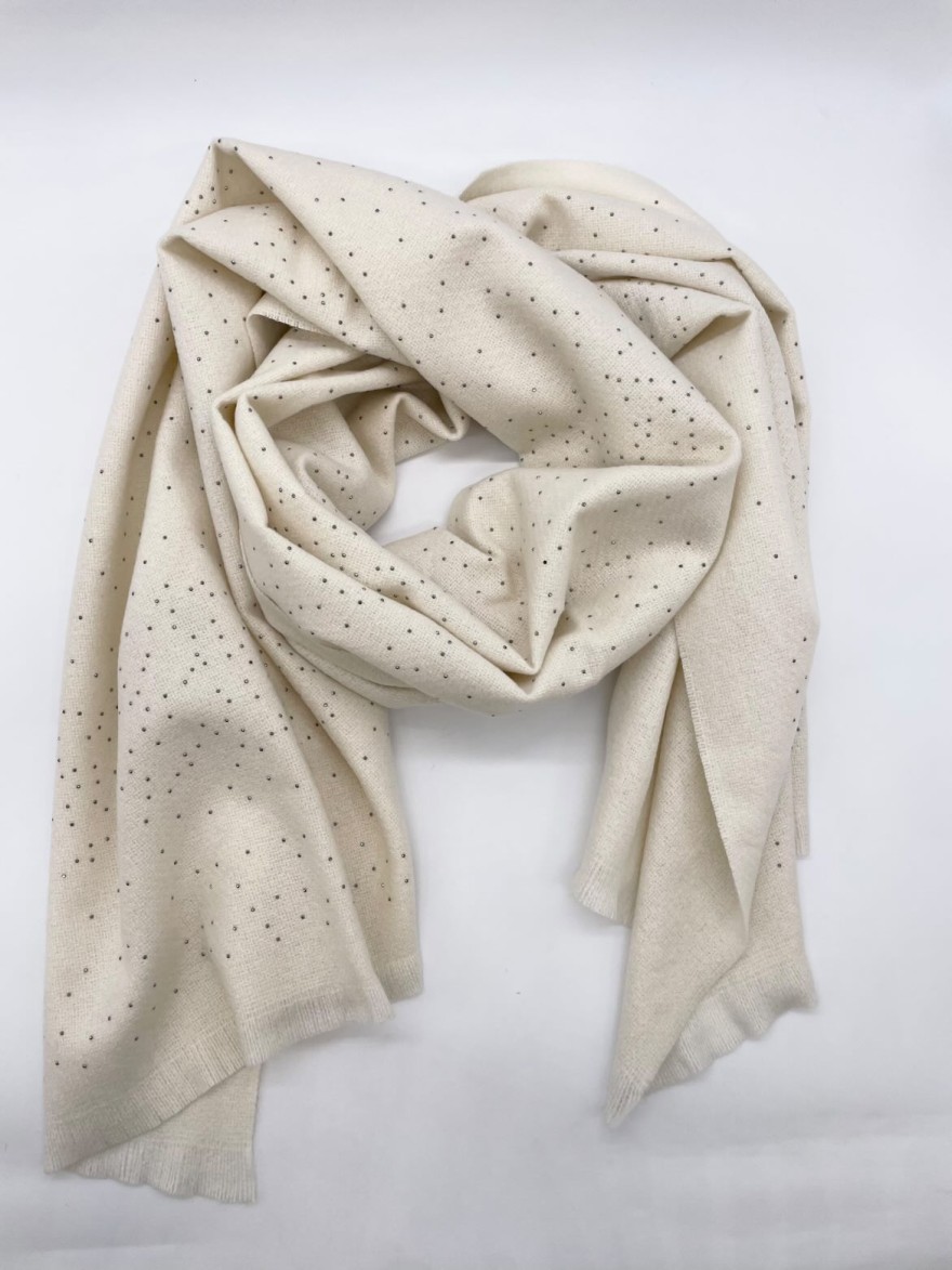 Écharpe beige clair clous pailletés argent tendance | Marina & Paloma