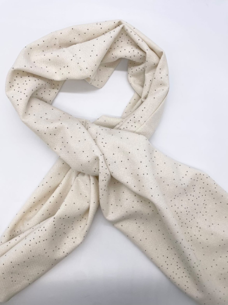 Écharpe beige clair clous pailletés argent tendance | Marina & Paloma