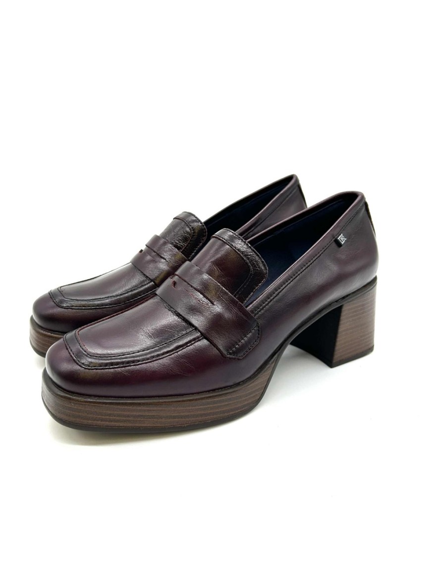 Mocassin plateforme Dorking Cristel D9334 cuir bordeaux | Marina & Paloma