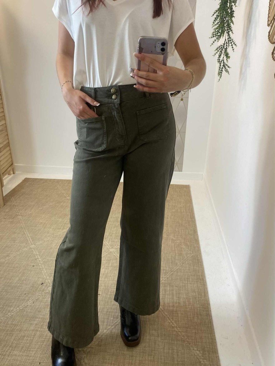 Jean 7/8 Wide leg kaki – Oraje | Marina & Paloma