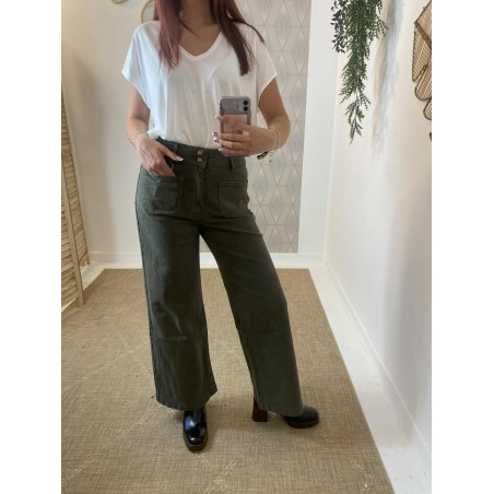 Jean 7/8 Wide leg kaki – Oraje | Marina & Paloma