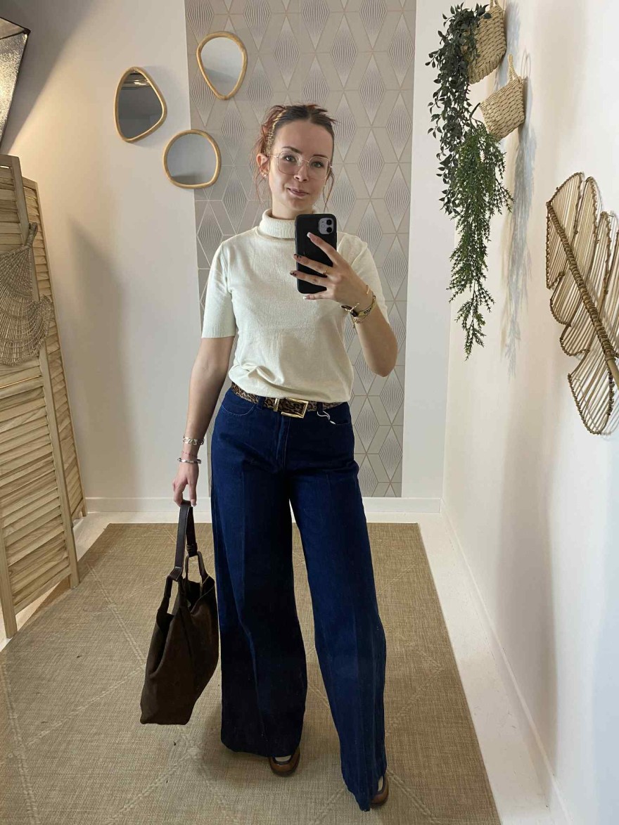 Pull sans manches col roulé beige – Allen & Jo | Marina & Paloma