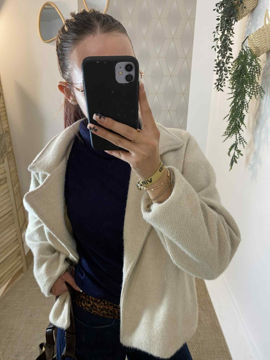 Blazer beige taille unique – Vivi Mode | Marina & Paloma