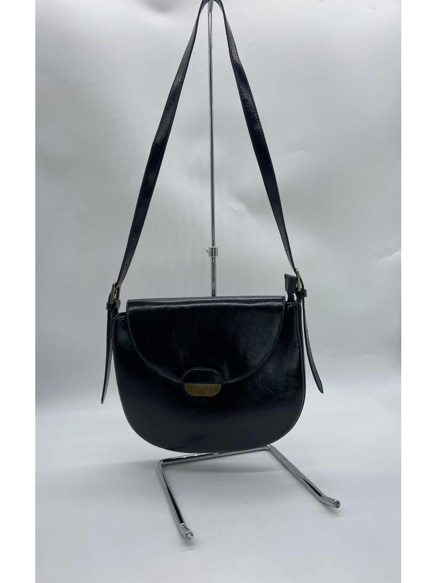 Sac noir bandoulière vintage en simili cuir | Marina & Paloma
