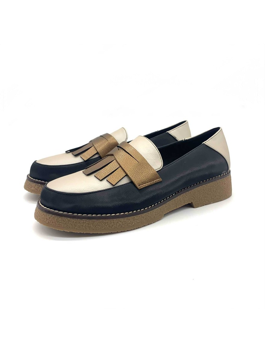Mocassins noirs à franges marron Belluci | Marina & Paloma
