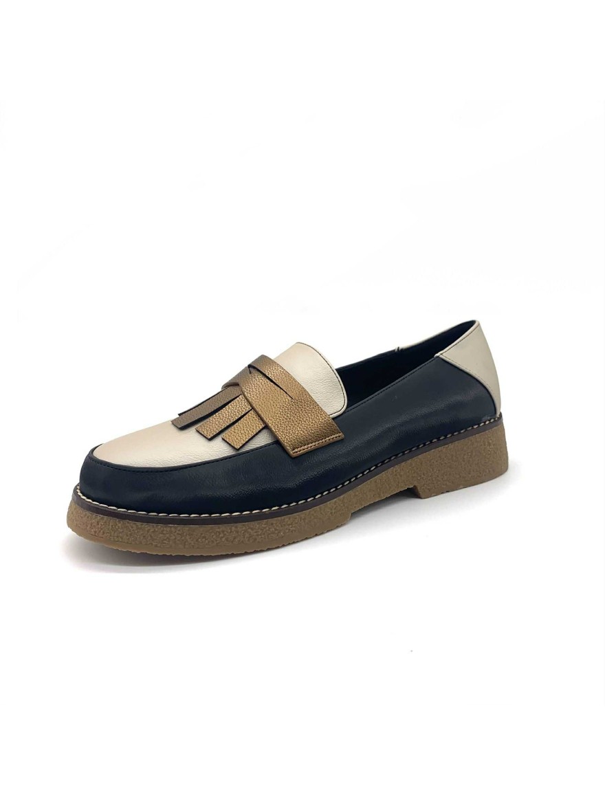 Mocassins noirs à franges marron Belluci | Marina & Paloma