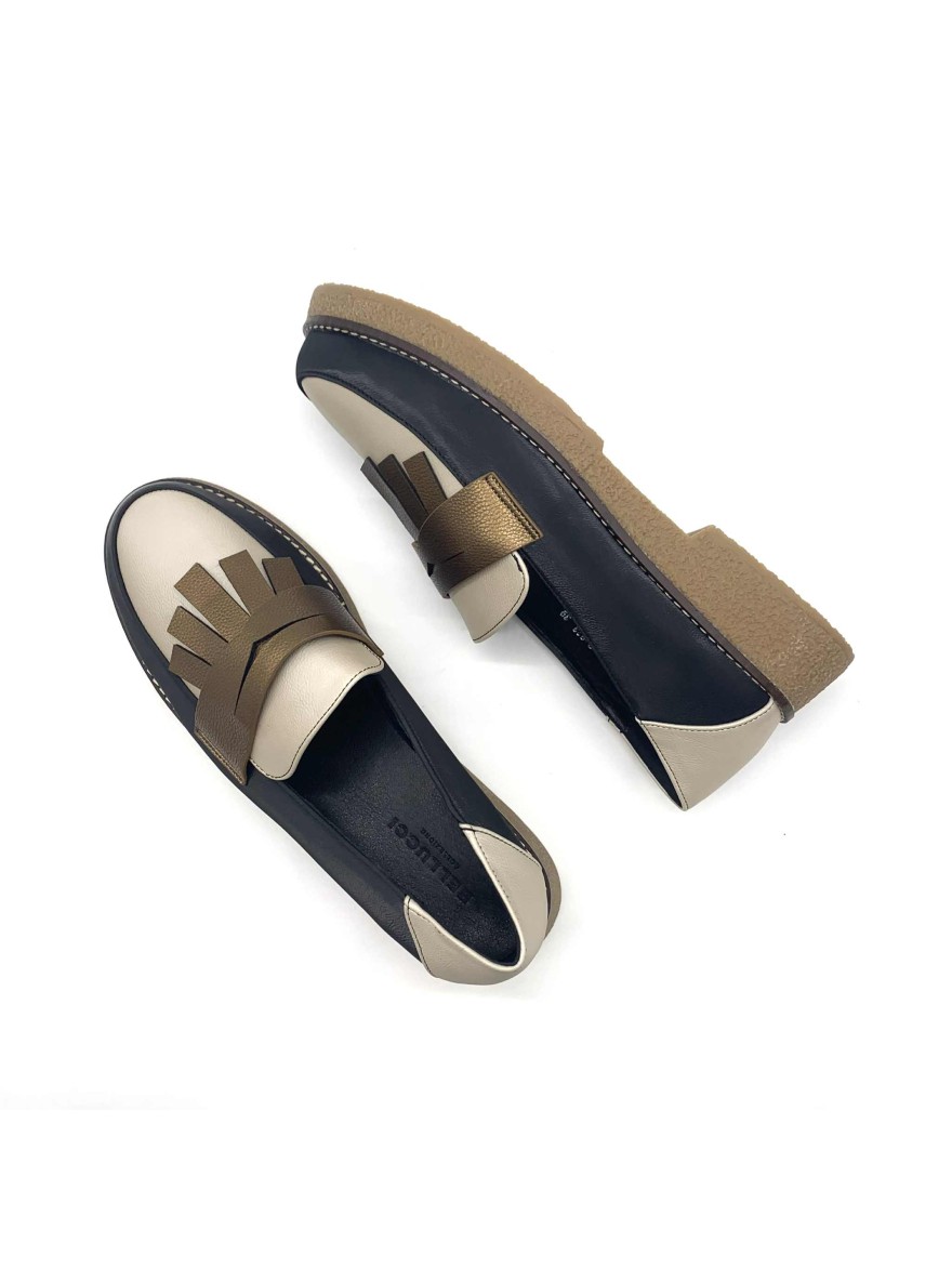 Mocassins noirs à franges marron Belluci | Marina & Paloma